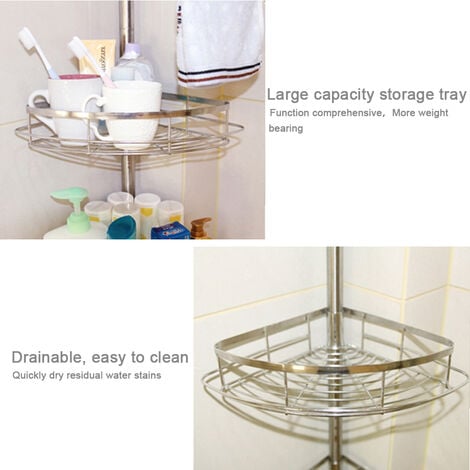 Étagère de douche télescopique re Murale pour Salle de Bain Acier Inox.