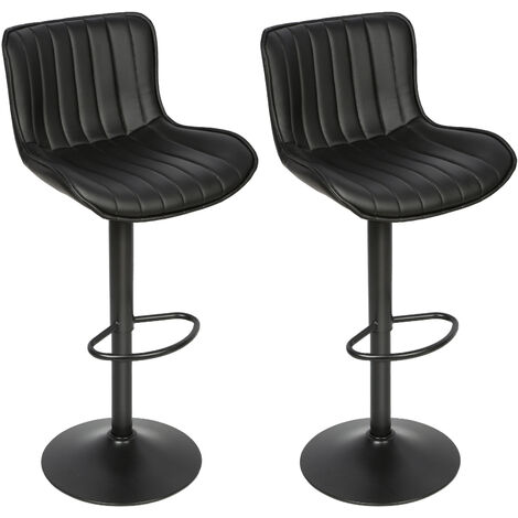 Lot De 2 Tabourets De Bar Pivotants - Cuir Synthétique Marron, Hauteur Réglable 71-83 Cm, Structure Métal - Capacité 136 Kg - 10
