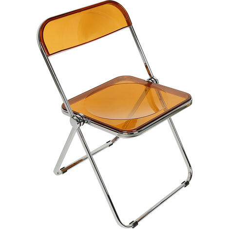 Chaise pliante 46×46×75cm salle à manger décontractée salon bureau dossier acrylique (jaune)