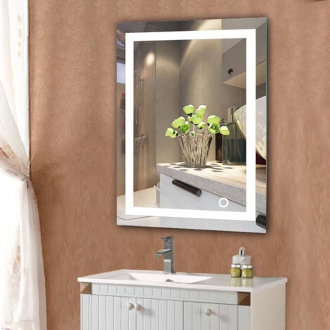 Miroir de salle de bain avec éclairage LED Touch Blanc Froid Ip 67 (60×80cm）