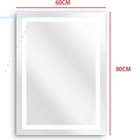 Miroir de salle de bain avec éclairage LED Touch Blanc Froid Ip 67 (60×80cm）
