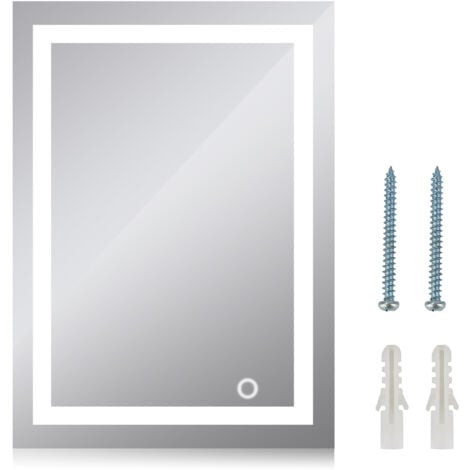 Miroir de salle de bain avec éclairage LED Touch Blanc Froid Ip 67 (60×80cm）
