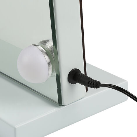 Miroir de Maquillage Miroir de Courtoisie Éclairage Ajustable Lumières Miroir Lumineux 62×52cm
