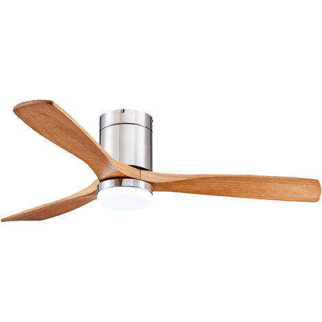 132cm Ventilateurs Plafond avec Lampe et Télécommande Silencieux à lumière LED à intensité variable pour été hiver Bois Naturel