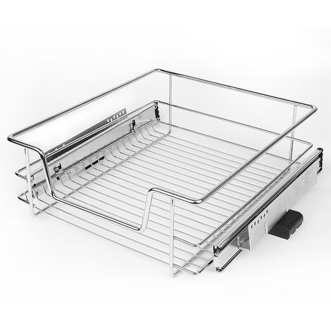 Tiroir télescopique en acier chromé 41cm – Charge maximale 12kg – Rails d'extension complets pour accès facile – Panier de tiroir – Jeobest (1/5)