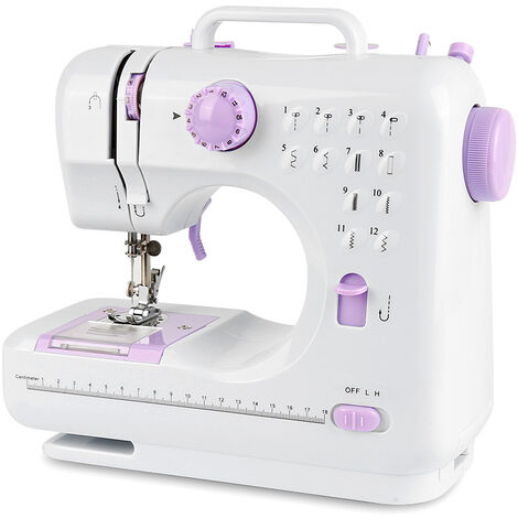 Yongqing – Machine à coudre électrique portable 12 points – Capacité jusqu'à 5 couches de tissu – Coudre boutonnières et motifs variés