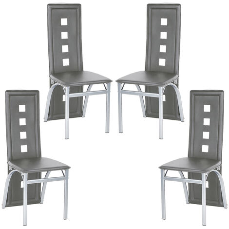 Lot de 4 Chaises de Salle à Manger avec dossier,Cuir synthétique,gris (1/5)
