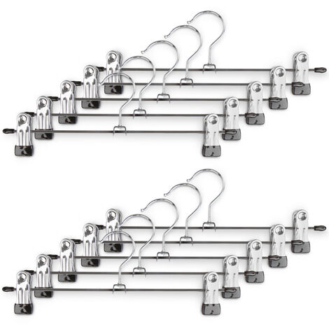 Lot de 10 métal avec une forte 2-adjustable pantalon jupe cintres clips (1/5)