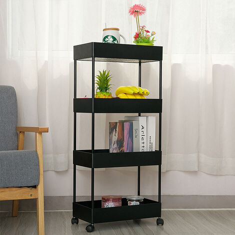 Multi-fonction amovible chariot/chariot de stockage/rack 40×22×90cm noir (1/5)