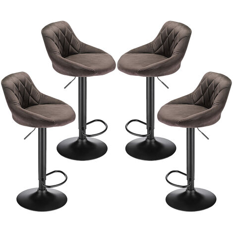 Lot de 4 Tabouret de Bar en Velours Reglable en Hauteur et Pivotant brun (1/5)