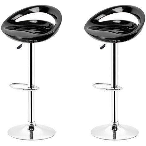 Yongqing – Tabouret de bar réglable en hauteur – Lot de 2 – Siège en ABS noir – Rotation 360° – Hauteur 55-75 cm – Base en acier inoxydable (1/8)