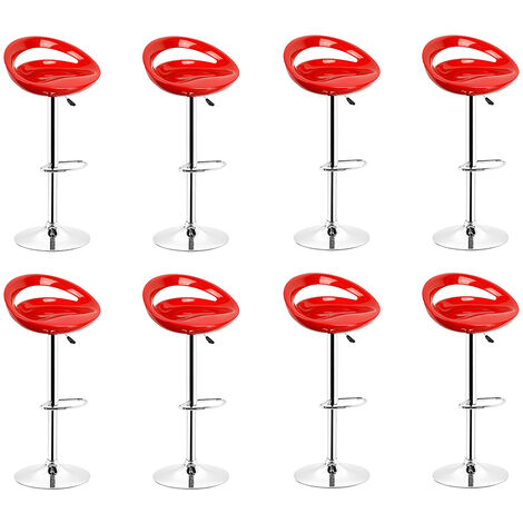 Tabouret de Bar Lot de 8 ABS Pivotant et réglable en Hauteur Chaise de Bar Rouge (1/5)