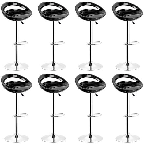 Tabouret de Bar Lot de 8 ABS Pivotant et réglable en Hauteur Chaise de Bar Noir (1/5)