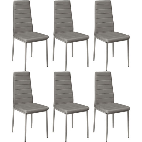Lot de 6 Chaises de Salle à Manger Chaise de Cuisine Cuir synthétique pour Salle à Manger Cuisine Salle de Réunion gris (1/5)
