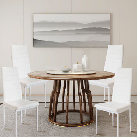 Chaises Salle à Manger Modernes, Ensemble Chaises De Cuisine En Cuir 4PCs, Avec Dossier, Coussins Épais Et Pieds En Métal, Meuble D'Appoint Peu Encombrant, Pour Table à Manger, Maison, Bureau