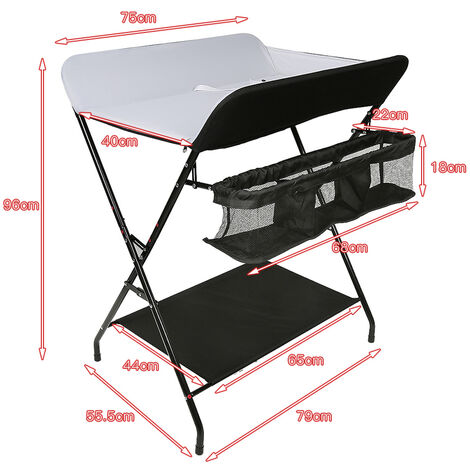 Table à Langer Pliante Avec Panier Rangement - Charge Max 25 Kg, Hauteur Réglable, Ceinture Sécurité (WOTAT) - 10