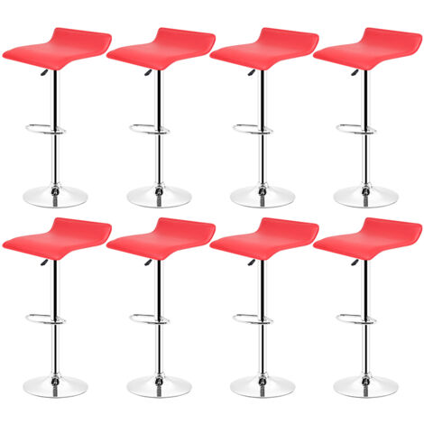 Lot de 8 Tabourets de bar Pivotant et réglable en Hauteur,rouge (1/5)