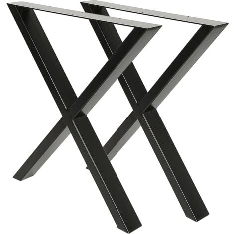 Lot de 2 Pieds de table en acier format X noir,Pieds pour meubles,Pieds de table métal 67x72cm