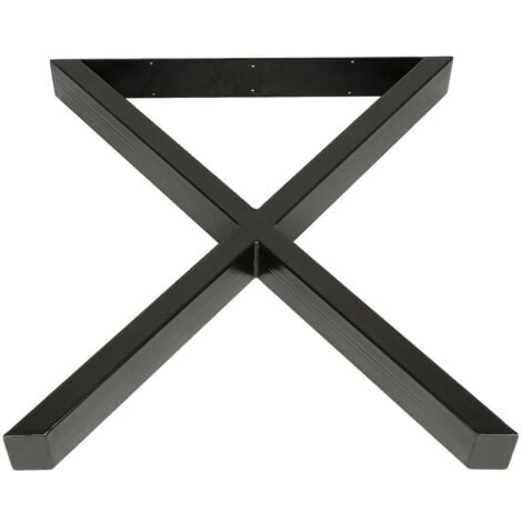 Lot de 2 Pieds de table en acier format X noir,Pieds pour meubles,Pieds de table métal 67x72cm
