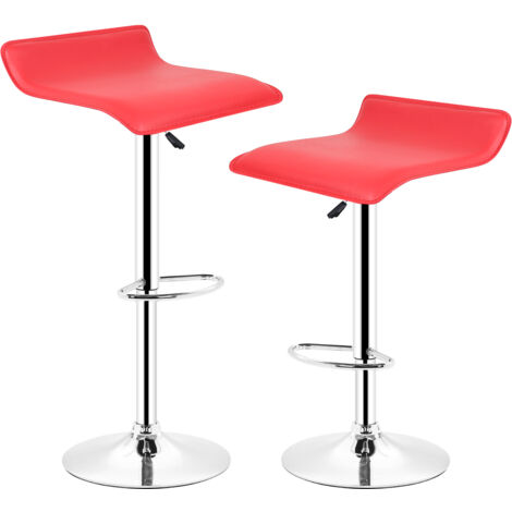 Lot de 2 Tabourets de bar Pivotant et réglable en Hauteur rouge (1/7)