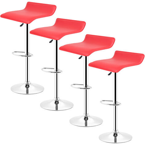 Lot de 4 Tabourets de bar Pivotant et réglable en Hauteur,rouge (1/5)