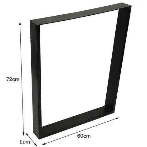 Lot de 2 Pieds de table en acier format rectangulaire , Pieds pour meubles, Pieds de table métal 80×72cm - Noir