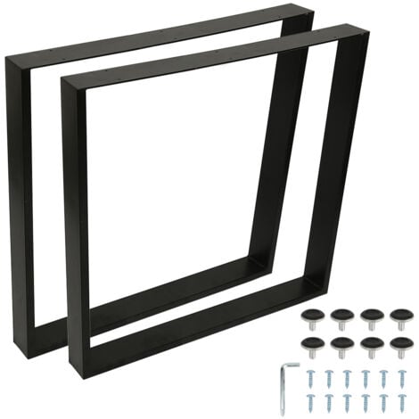 Lot de 2 Pieds de table en acier format rectangulaire , Pieds pour meubles, Pieds de table métal 80×72cm - Noir