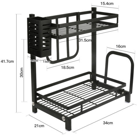 Égouttoirs à Vaisselle  2 Niveaux, Égouttoir Vaisselle sur evier,pour comptoirs de Cuisine,Noir