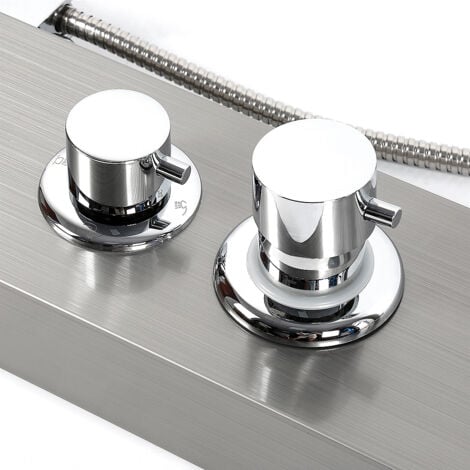 Panneau de Douche en Acier Inoxydable 4 Fonctions Pluie,Cascade, Jets de Massage Acier inoxydable brossé gris