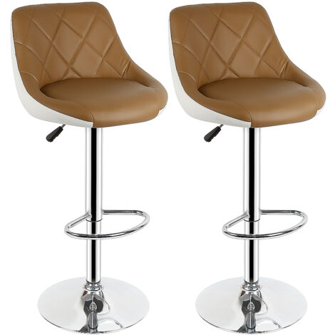 Lot de 2 Tabourets de Bar Cuisine - Tabouret de Bar - siège Bien rembourré en Cuir Artificiel Chaise de bar Similicuir - bronzage léger et blanc (1/6)