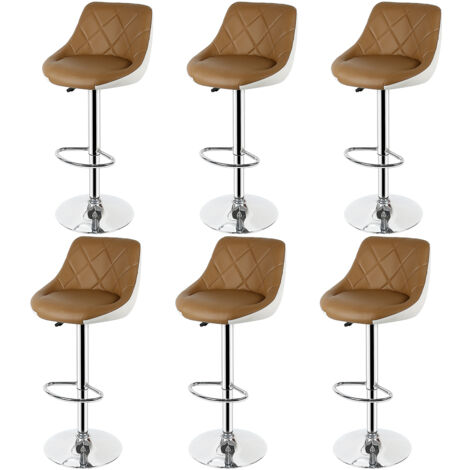Lot de 6 Tabourets de Bar Simili cuir Accoudoirs pour Comptoir/Bistrot/Cuisine (1/5)