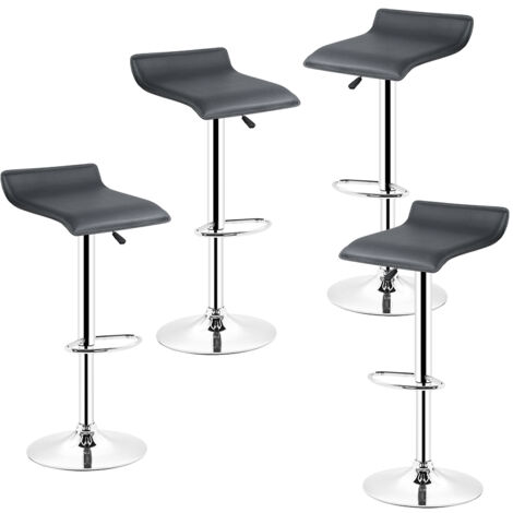 Lot de 4 Tabouret de Bar,Reglable en Hauteur et Pivotant,Maison Cuisine Bistro,Noir (1/5)