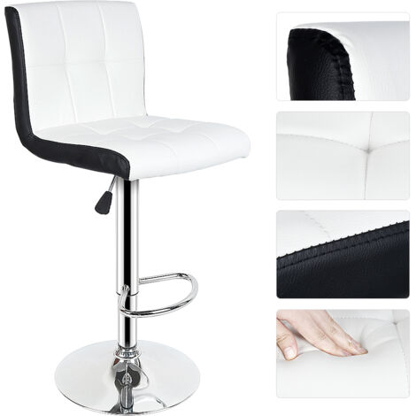 Lot de 2 tabourets de bar  chaises de bar maison réglable de hauteur, pour Bar,Comptoir ou Cuisine- blanc noir