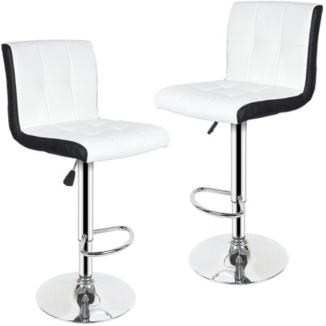 Lot de 2 tabourets de bar chaises de bar maison réglable de hauteur pour Bar Comptoir ou Cuisine- blanc noir