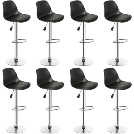 Lot de 8 Tabourets de bar rembourrés en PU noir (1/5)