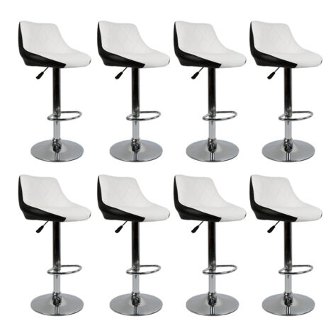 Lot de 8 Tabourets de Bar ,Tabouret de bistrot en Similicuir,tabourets de comptoir réglable en Hauteur et pivotante -(noir+Blanc) (1/5)