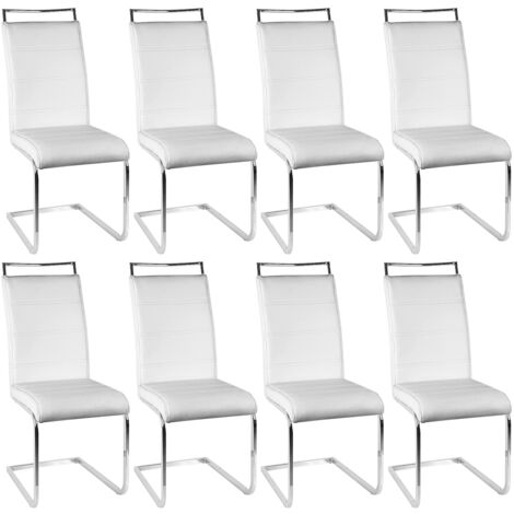 Lot de 8 Chaises de Salle à Manger avec dossier,pieds en métal,Blanc (1/5)