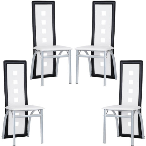 Yongqing – Lot de 4 chaises cuisine salle à manger – Cuir PU écologique – Structure en acier inoxydable – Conception ergonomique – Dimensions 44x53x102 cm (1/5)
