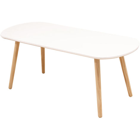 Yongqing – Table basse ovale en bois 110×50×45 cm – Design moderne – Surface facile à nettoyer – Patins en plastique pour protection sol (1/5)