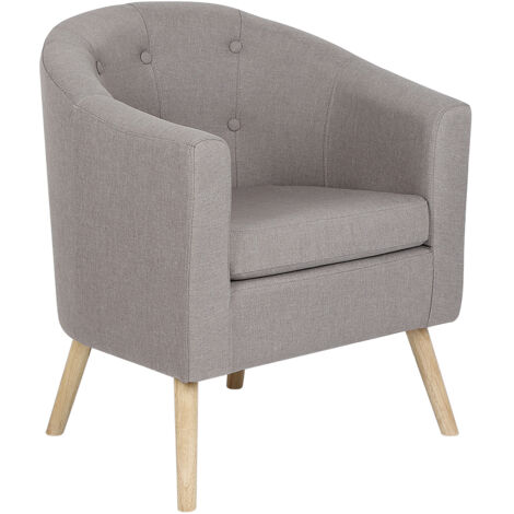 Fauteuil，Chaise de canapé en Coton et lin ，pieds bois，Scandinave ，Gris fumée (1/5)