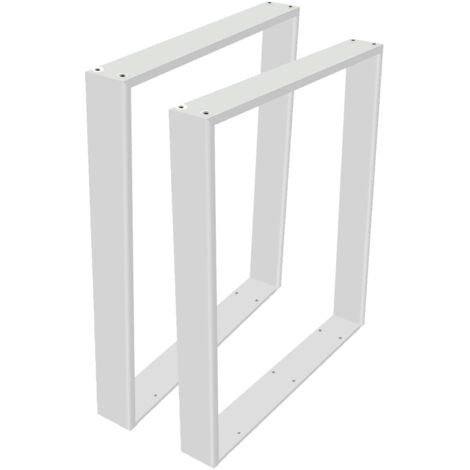 Lot de 2 Pieds de table en acier format rectangulaire Pieds pour meubles Pieds de table métal pour les meubles de-60×72cm - BLANC