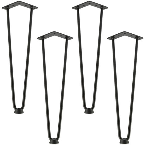 Pieds de table en épingles à cheveux – set de pieds de table en épingles à cheveux (4 piéces) - 50 cm - noir - 2 branches (1/5)