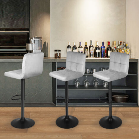 Lot De 4 Tabourets De Bar NOIR Avec Dossier Et Repose-pieds – Hauteur 68 Cm – Assise PP, Pied Métal – Pour Cuisine, îlot, Extérieur