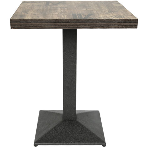 Table 60x60 carrée avec pied central pour bar bistrots Marron - Verni en Noir (1/6)