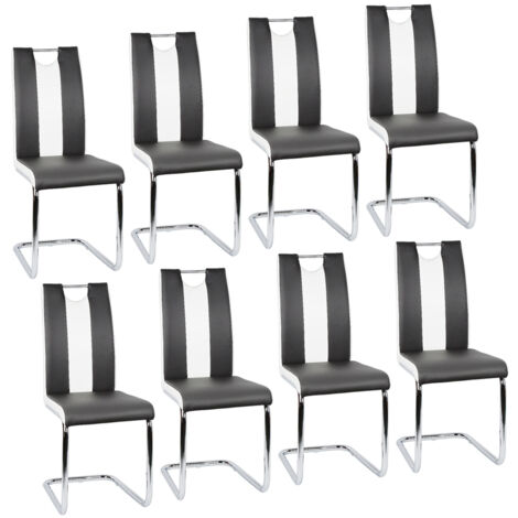 Lot de 8 Chaises de Salle à Manger,Chaise de Cuisine avec pieds en métal,pour Salle à Manger,Cuisine,Salle de Réunion,noir + Blanc (1/5)