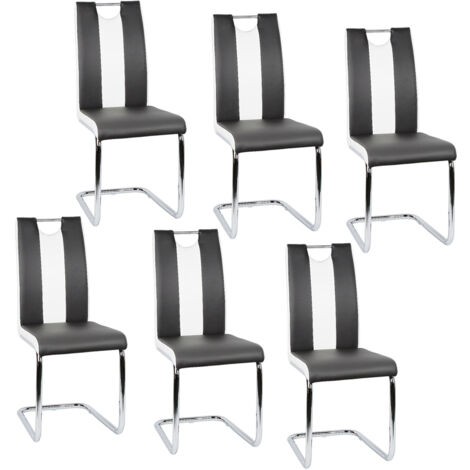 Lot de 6 Chaises de Salle à Manger,Chaise de Cuisine avec pieds en métal,pour Salle à Manger,Cuisine,Salle de Réunion,noir + Blanc (1/5)