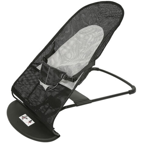 Transat Balancelle Bébé Chaise Berceuse pour Bébé avec Ceinture de Sécurite a Dossier Réglage - Noir (1/5)