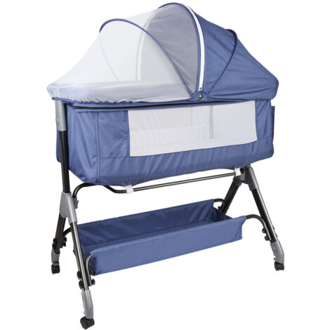 Lit Bébé Cododo Lit Parapluie Berceau Maille Respirante hauteur réglable Marineblau (1/5)