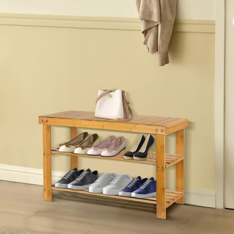 Banc à Chaussures Étagère à Chaussures Banquette Siège pour Entrée 70x42x27cm (1/5)