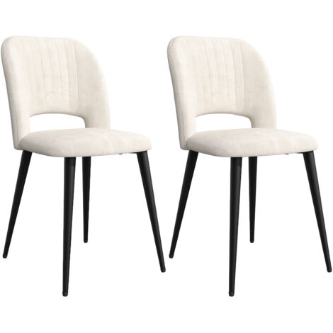Chaise salle à manger lot de 2 en velours – Dossier creux moderne – Pieds en métal robustes – Confort optimal pour intérieur – Dazhom (1/5)